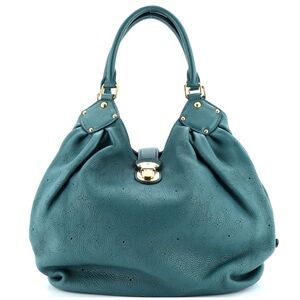 Beautiful Louis Vuitton Mahina Large in very good used condition! Teal w/ gold!